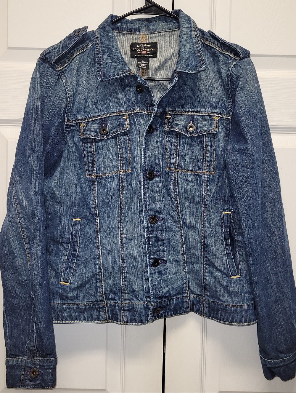 Vintage Y2K Polo Jeans Co Ralph Lauren Womens XL Denim Trucker Jacket Dark Wash